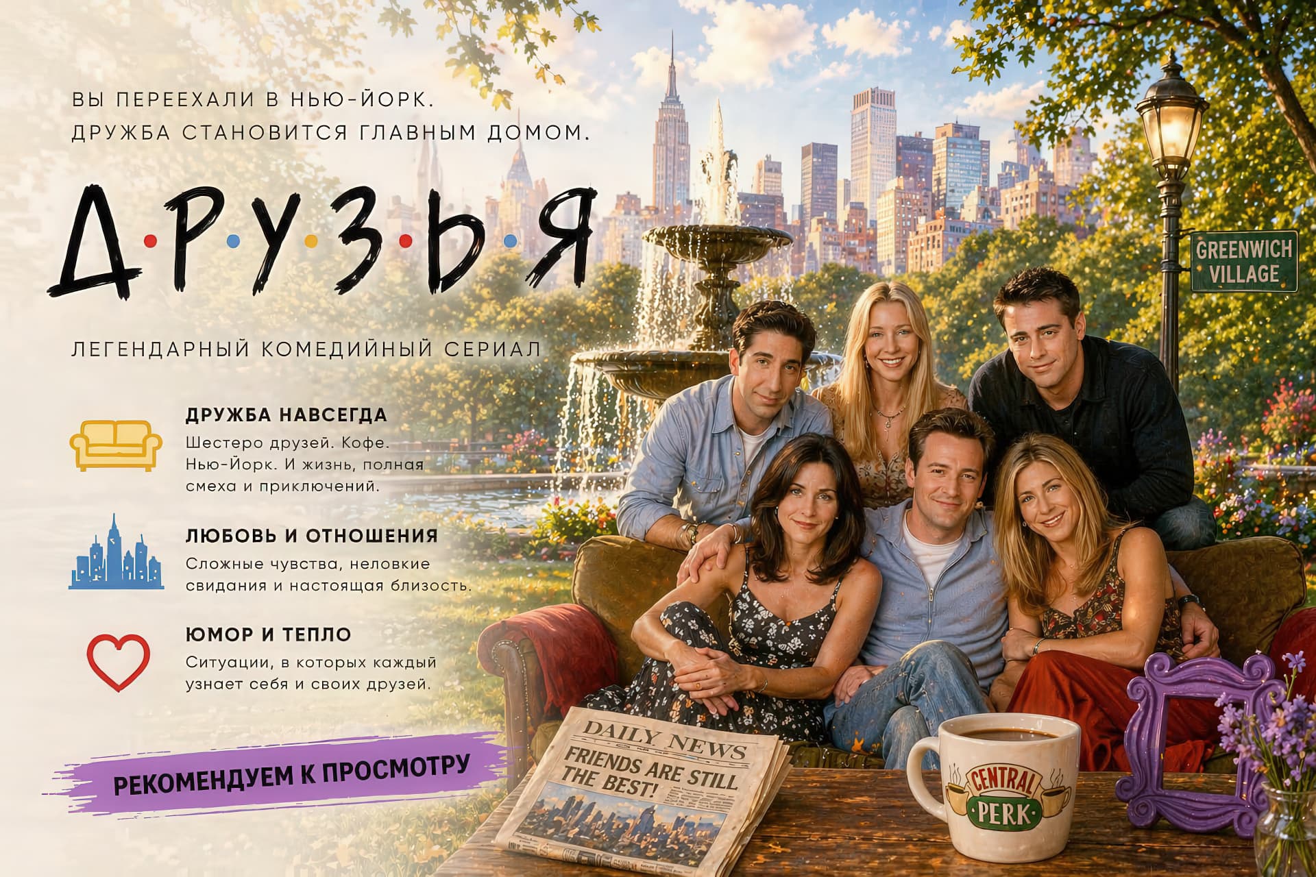 Информационный баннер сериала «Друзья»