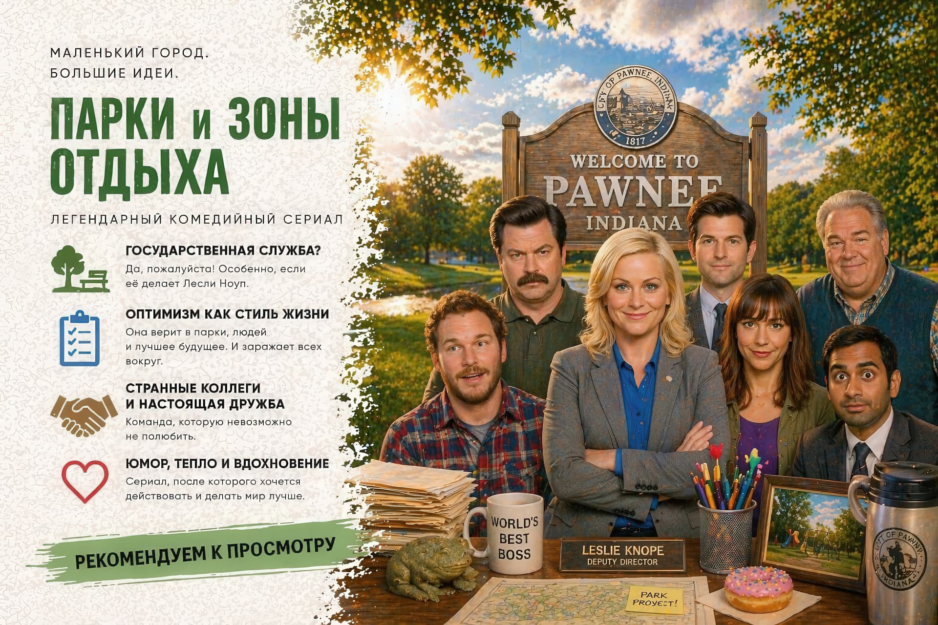 Информационный баннер сериала «Парки и зоны отдыха»